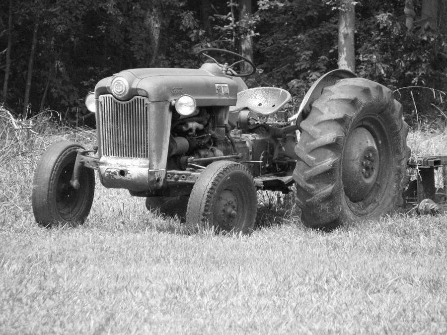 Old Ford Tractor in Black and White Photograph by Ali Baucom