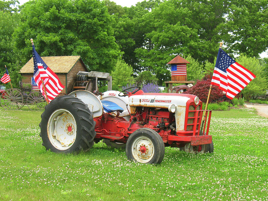 Old Ford Tractor w/ American Flags Photograph by Terry McCarrick - Fine ...