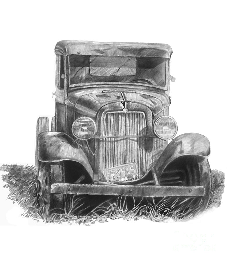 Old Ford Truck Drawing by Scott Parker