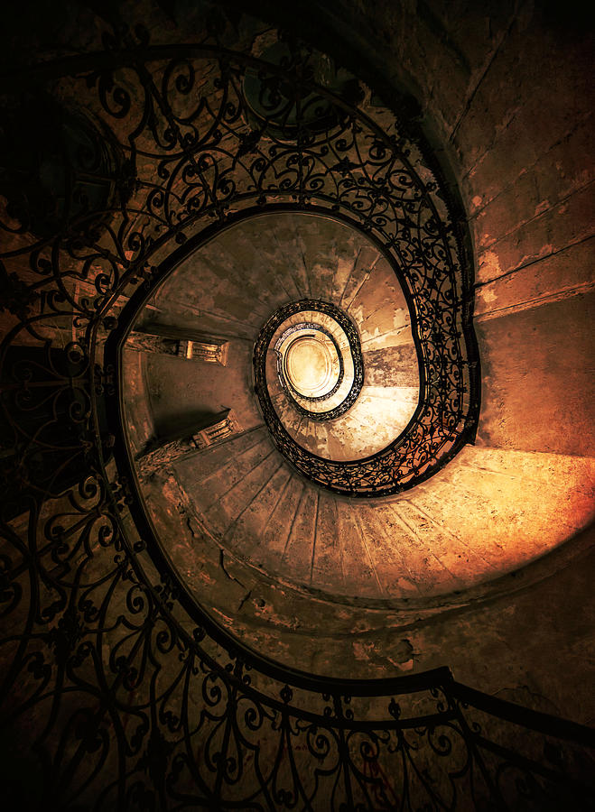 Old forgotten spiral staircase Photograph by Jaroslaw Blaminsky