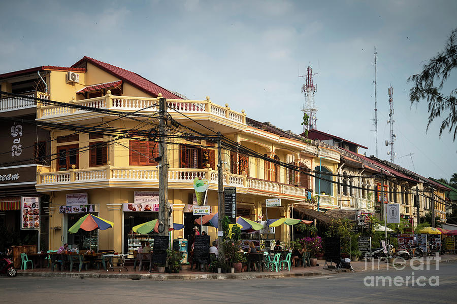 Architecture Photograph - Old French Colonial Architecture In Kampot Town Street Cambodia by JM Travel Photography