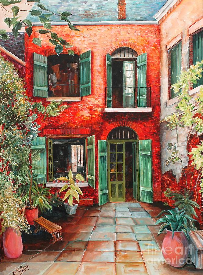Old French Quarter Courtyard Painting by Diane Millsap