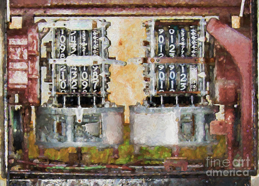 Old fuel pump meter - painterly Photograph by Les Palenik