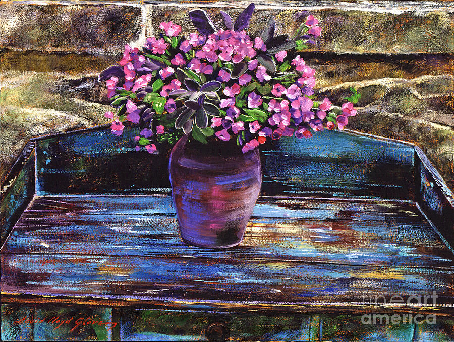 Old Garden Table Painting by David Lloyd Glover