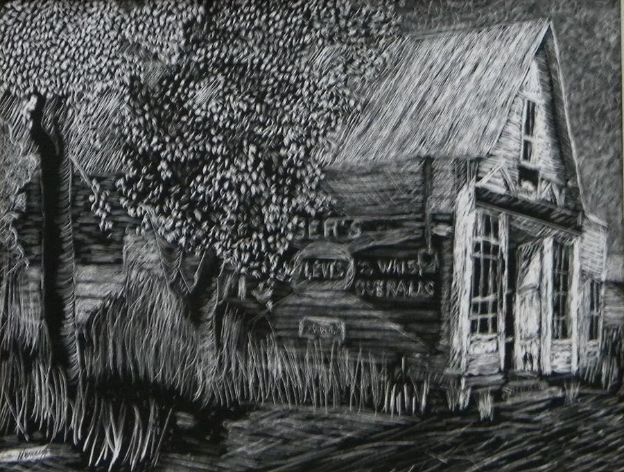 Old General Store Drawing by Caroline Henry
