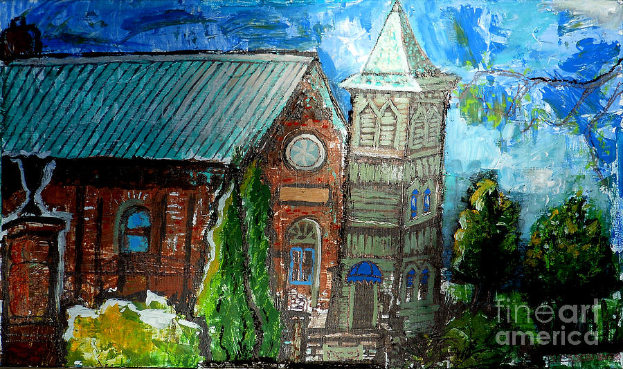 Old German Church In New Melle Missouri Painting by Genevieve Esson