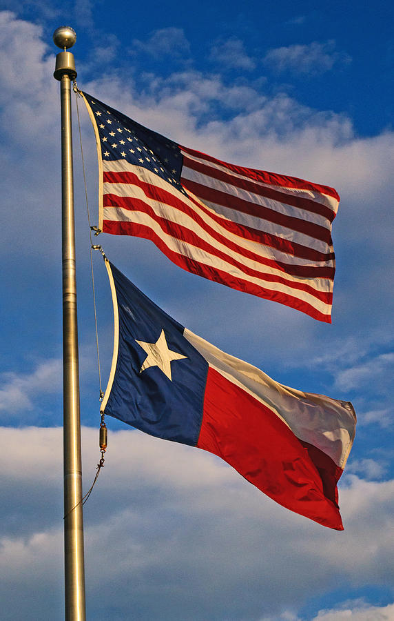 Old Glory and the Lone Star Flag Photograph by Tikvahs Hope