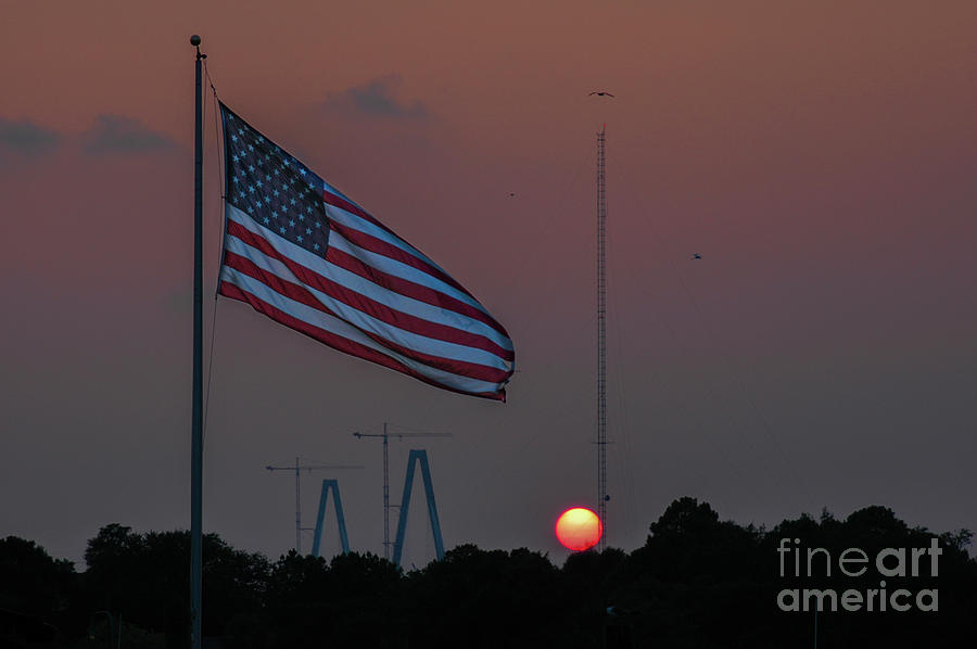 Old Glory At Sunset Photograph