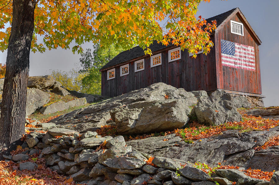 Bucolic Photograph - Old Glory Autumn by Bill Wakeley