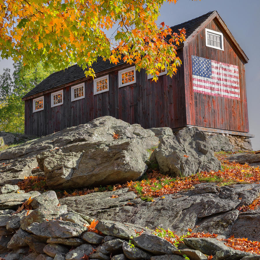 Square Photograph - Old Glory Autumn Square by Bill Wakeley