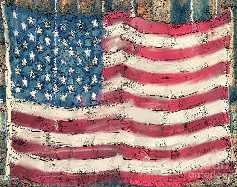 Old Glory Painting by Carrie Joy Byrnes