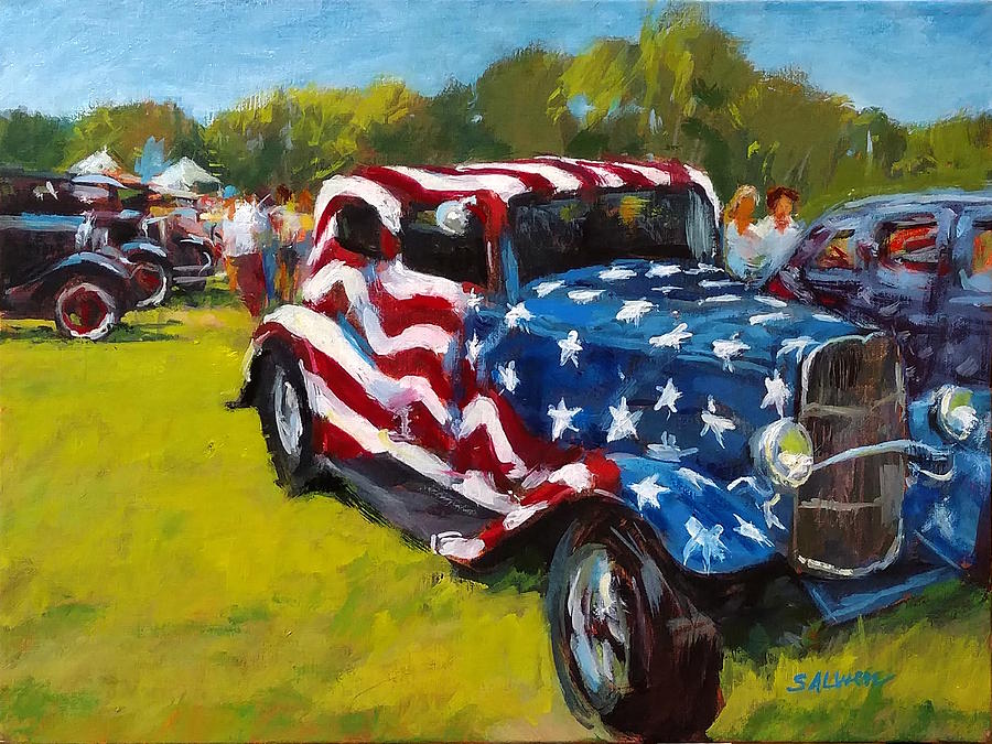 Old Glory Hot Rod Painting by Peter Salwen