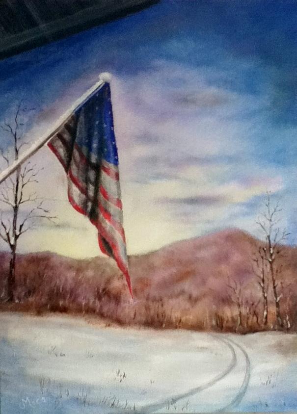 Winter Painting - Old Glory by Joan Mace
