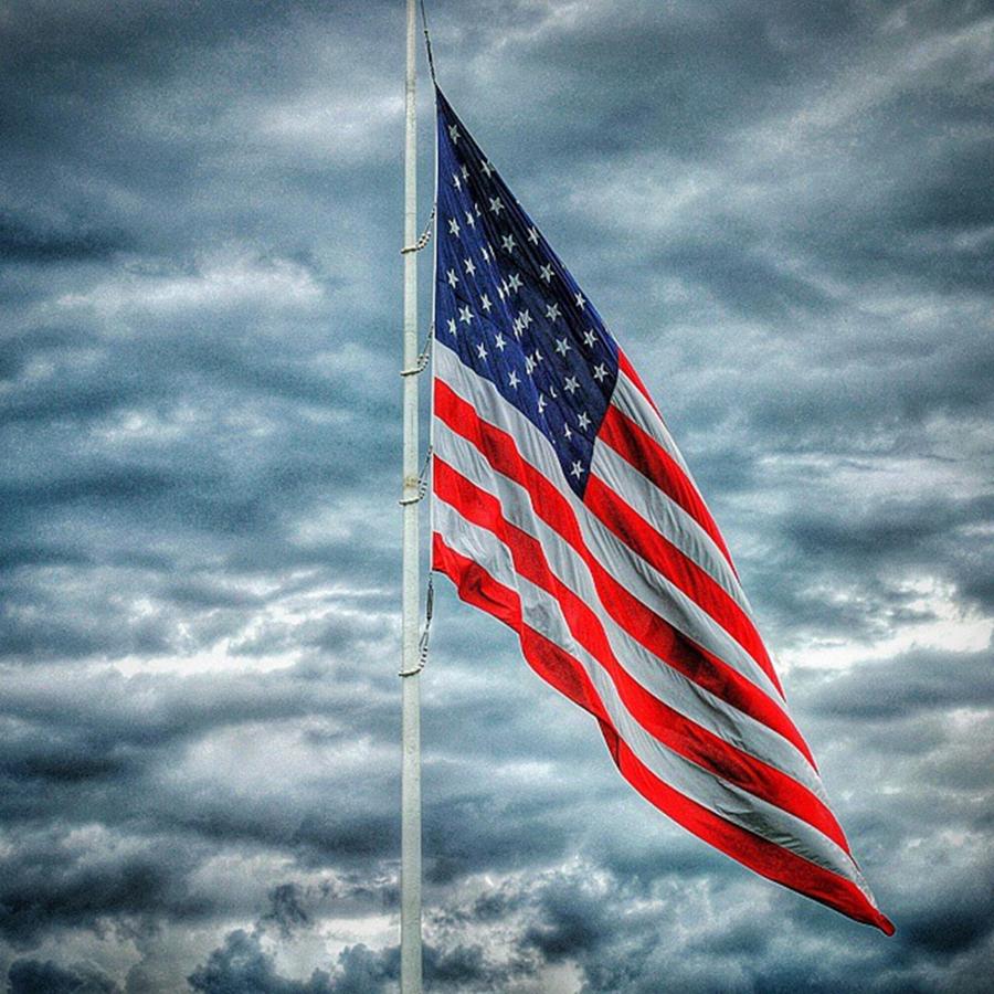 Flag Photograph - Old Glory On A Cloudy Day In by Will Ross