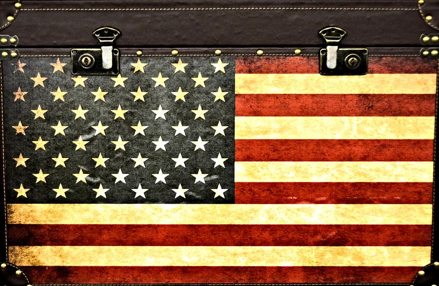 Flag Photograph - Old Glory On An Antique Trunk by Nancy Jenkins