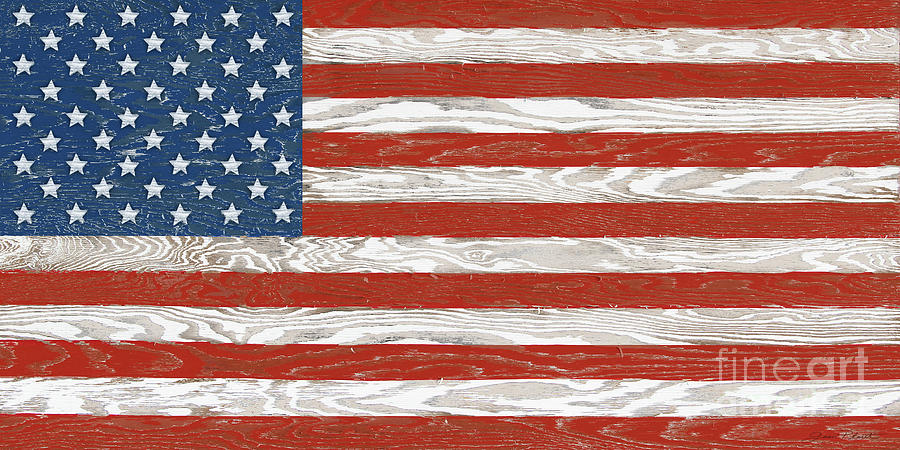 Old Glory On Wood-A Digital Art by Jean Plout