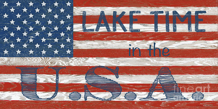 Old Glory On Wood-Lake Time USA Digital Art by Jean Plout