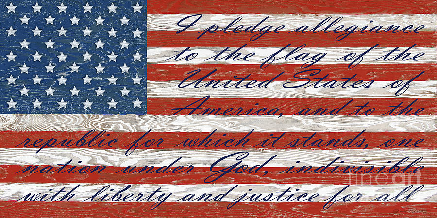 Old Glory On Wood-Pledge of Allegiance Digital Art by Jean Plout