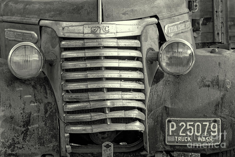 Old GMC Truck Grill bw Photograph by Jerry Fornarotto