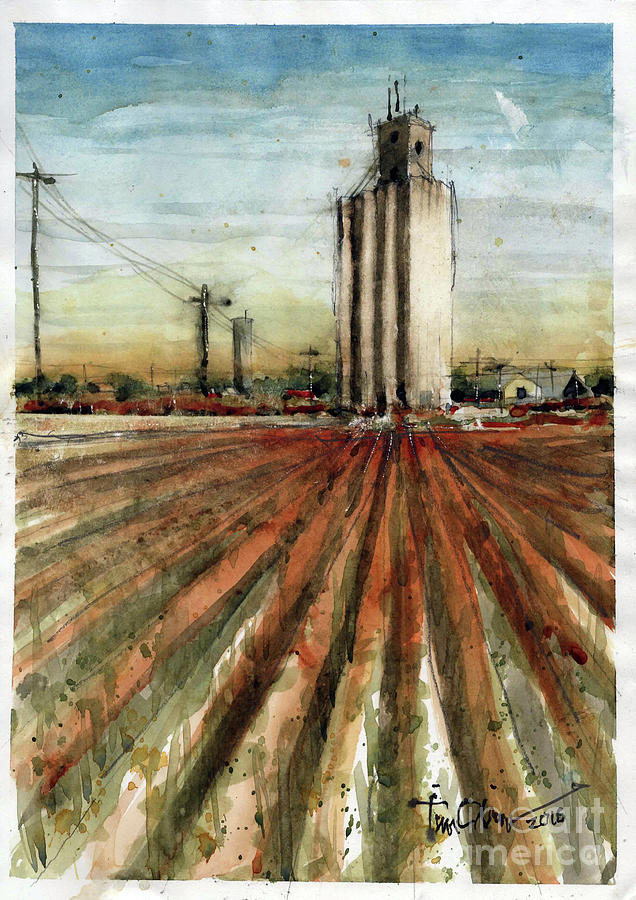 Old Goodpasture Elevator Study Painting by Tim Oliver