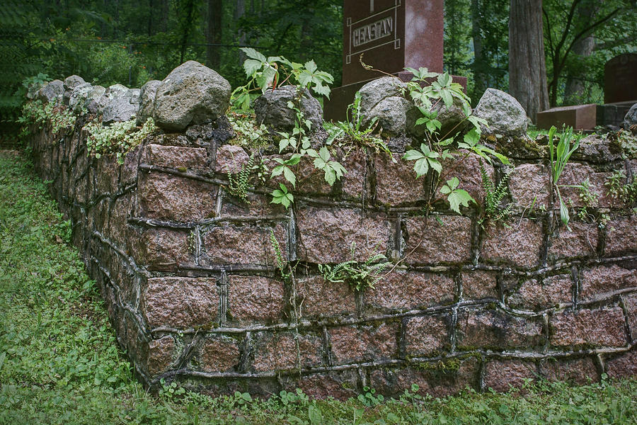 Old Granite Wall - Cemetery Photograph by Nikolyn McDonald