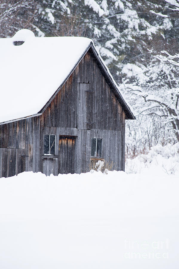 Old Gray Barn in the Snow Etna New Hampshire Photograph by Edward Fielding