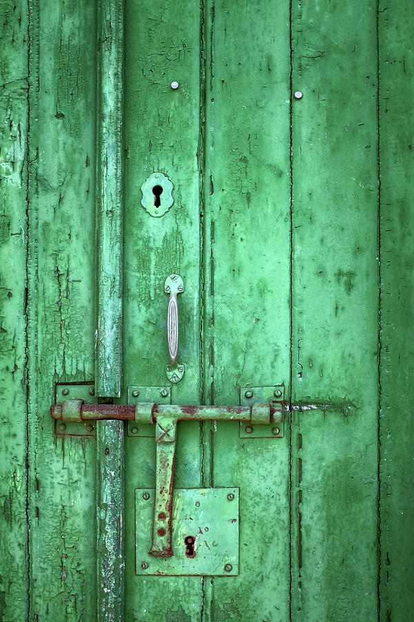 Old Green Door Detail Photograph by Carlos Caetano
