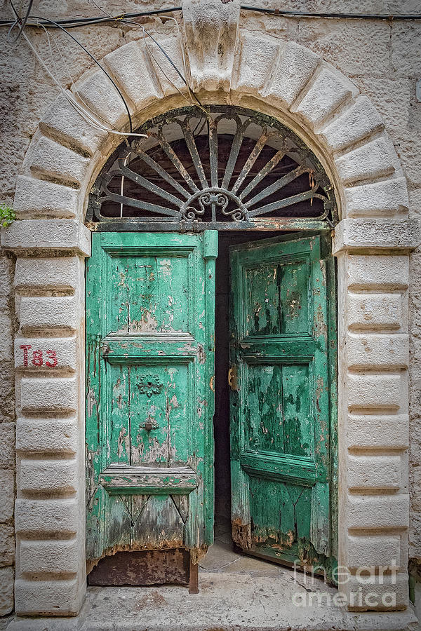 Architecture Photograph - Old Green Door in Kotor by Antony McAulay