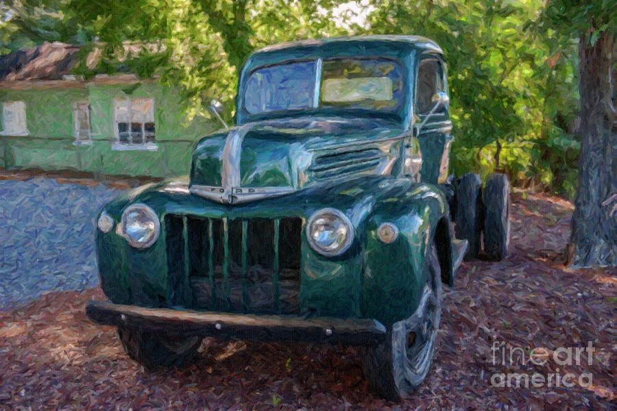 Old Green Ford Farm Truck Photograph