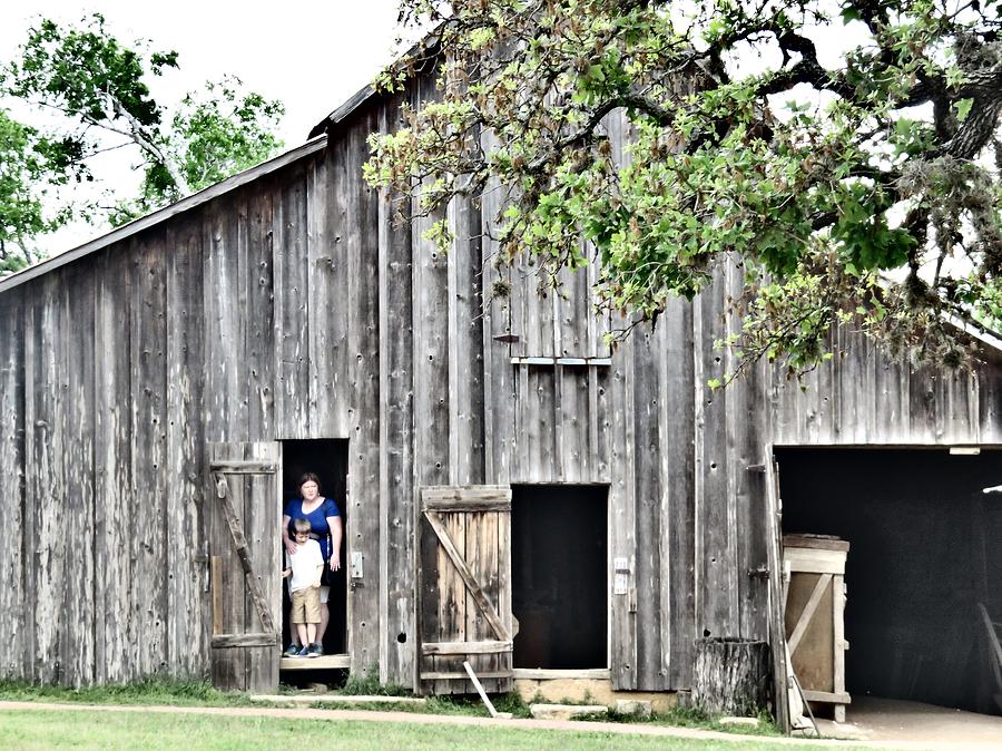 Old Grey Barn With Vistors Photograph