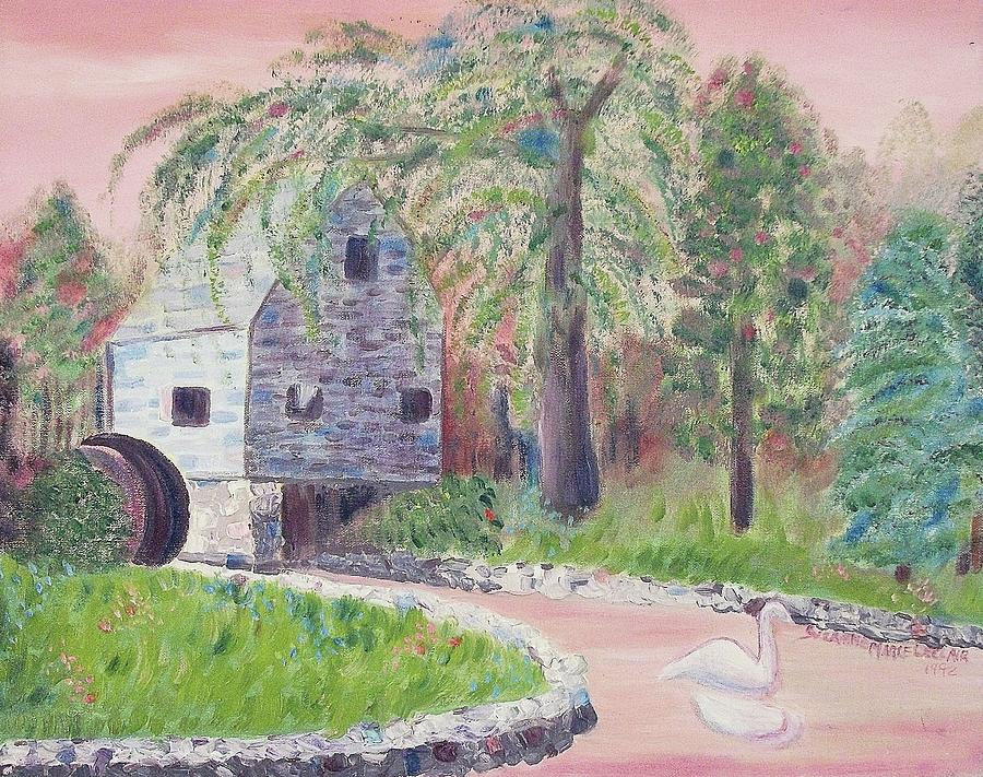 Abstract Painting - Old Grist Mill by Suzanne  Marie Leclair