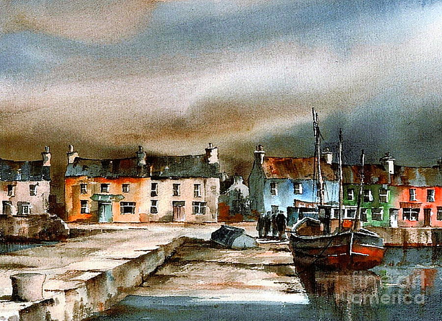 Old Harbour Dingle, Kerry Painting by Val Byrne