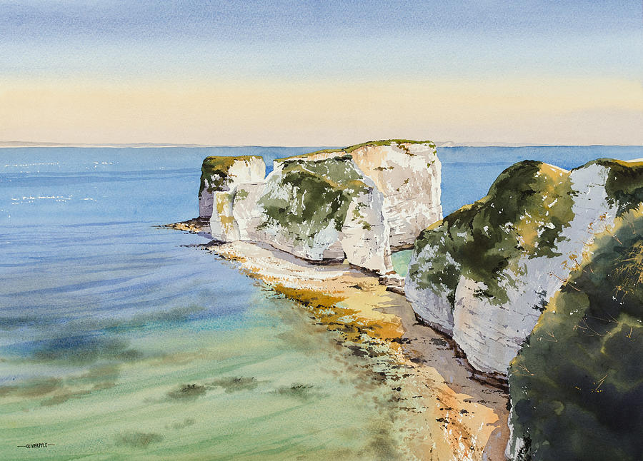 Old Harry Rocks Painting by Oliver Pyle