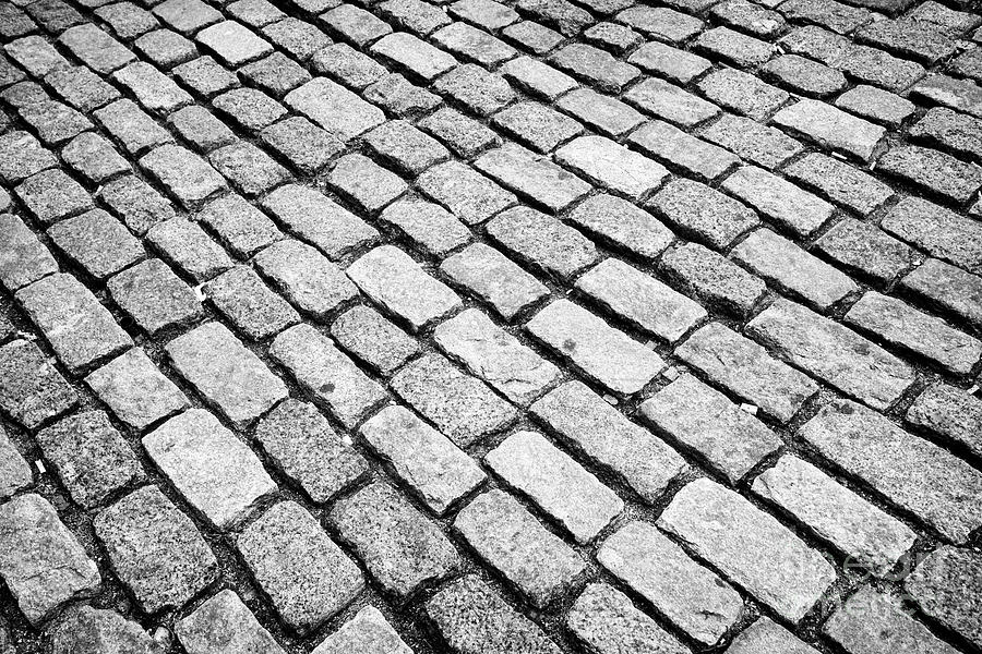 old heavy cobbled setts street cobblestones Boston USA Photograph by ...