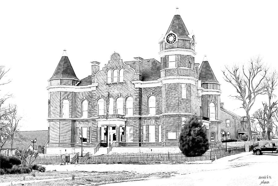 Old Hickman Ky Court House Digital drawing  Digital Art by Bonnie Willis