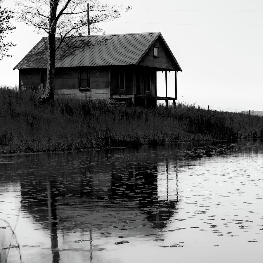 Old Homestead Reflections - Black and White Photograph by Gregory Ballos
