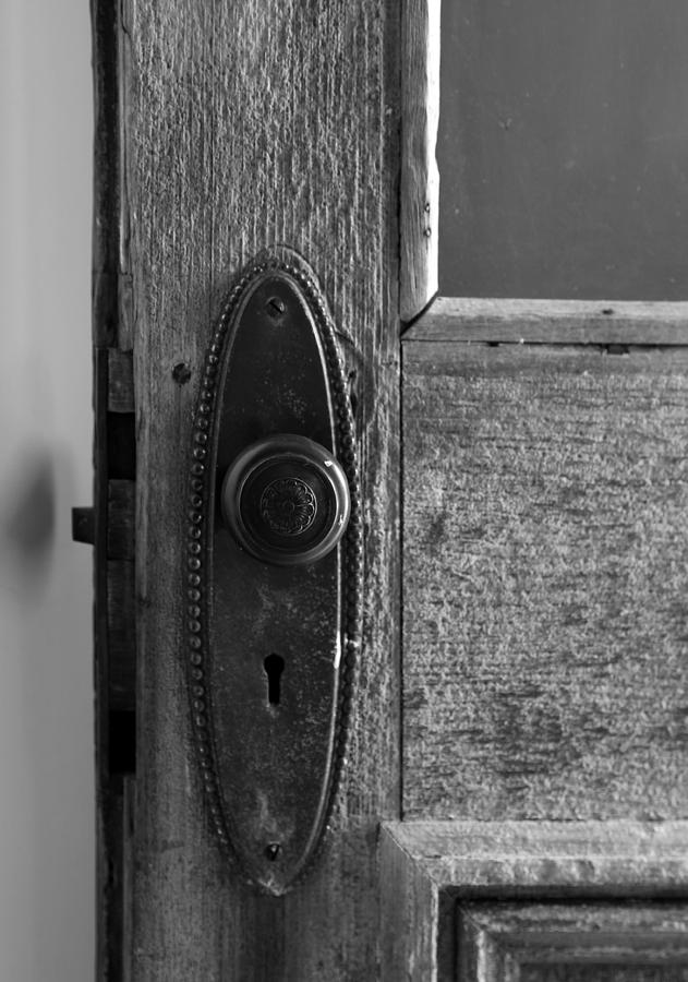Old Hotel Doorknob 2 BW Photograph by Mary Bedy