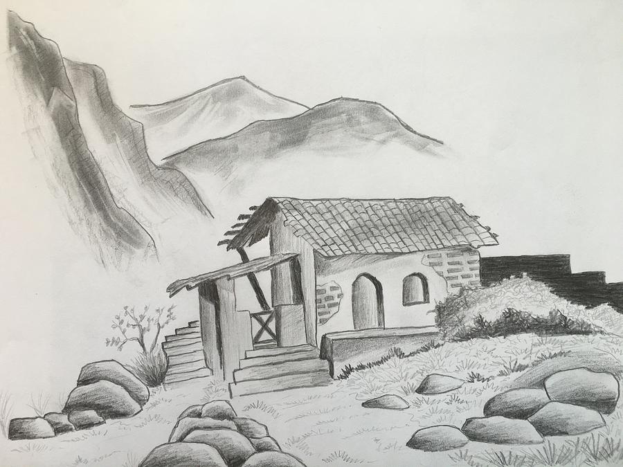 Old house Drawing by Ananda shiva Eranti