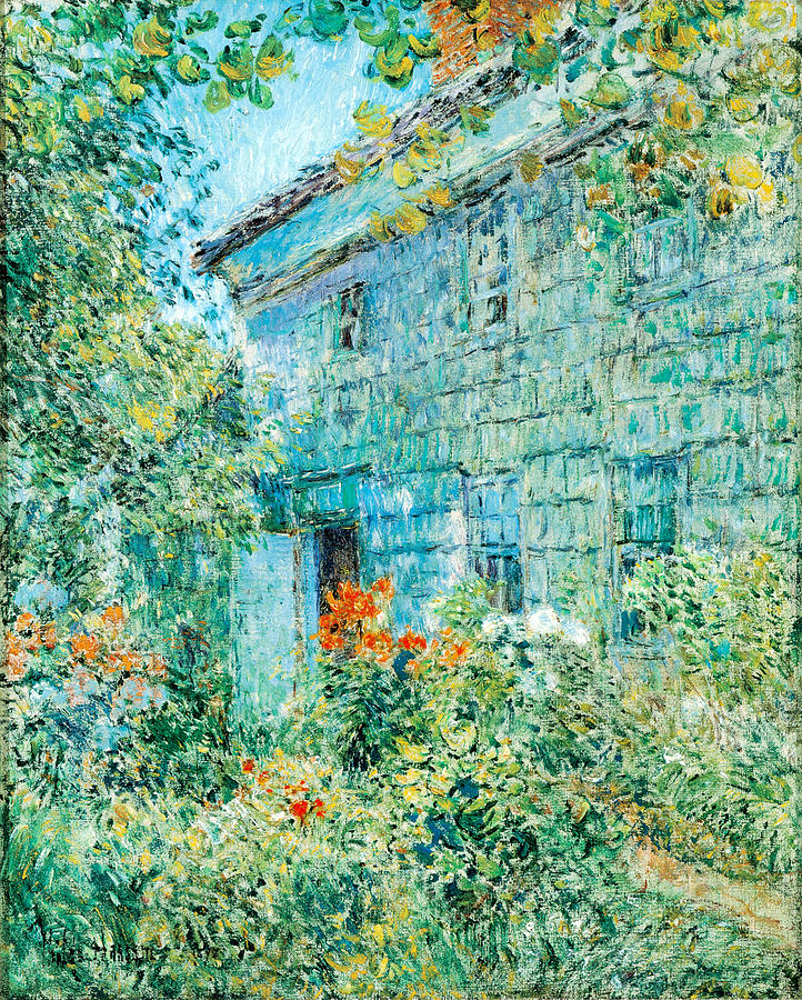 Old House and Garden East Hamptons Painting by Childe Hassam