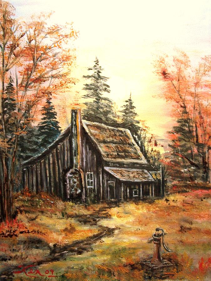 Old house and Pump Painting by Kenneth LePoidevin Old house and Pump Painting by Kenneth LePoidevin