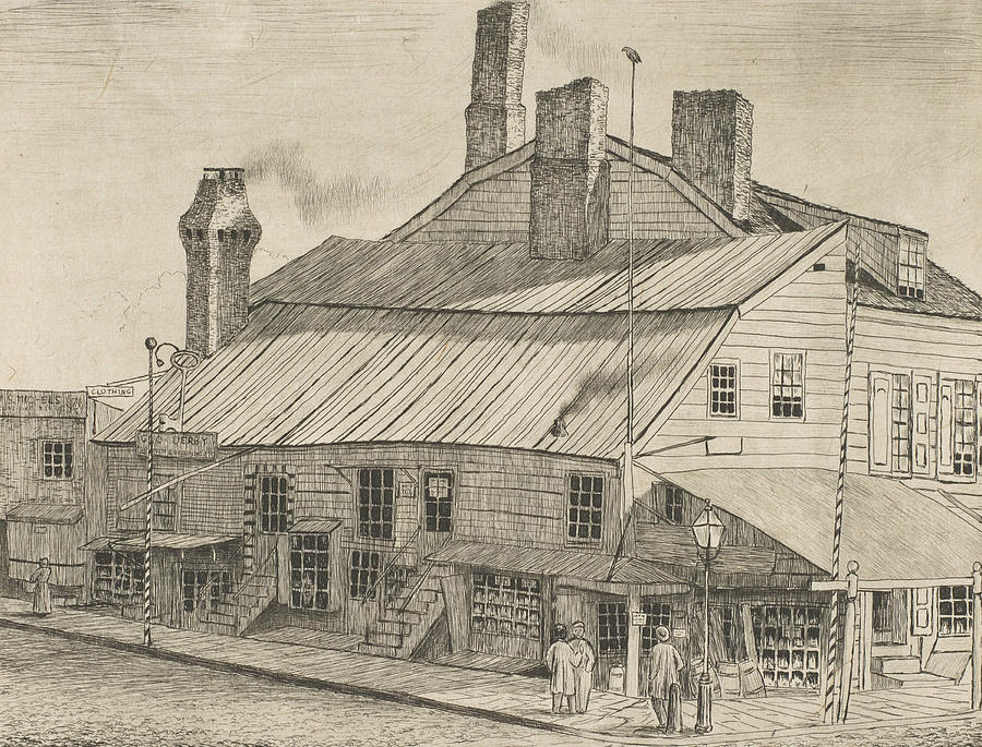 Old House, Corner of Peck Slip and Water Street  Relief by Henry Farrer