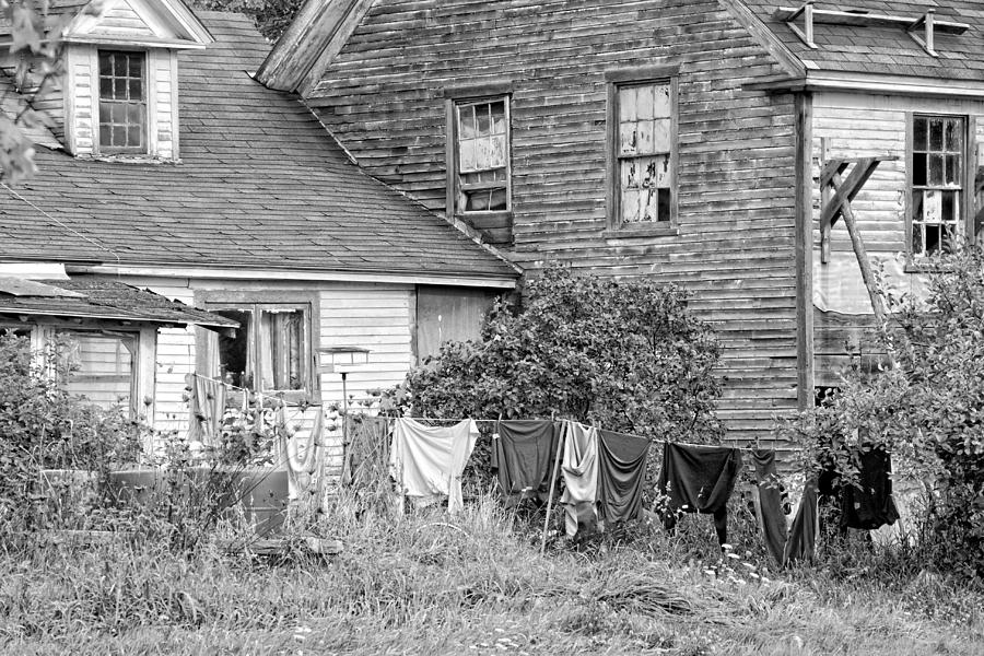 Old House With Laundry Black and White Photograph Photograph by Keith Webber Jr