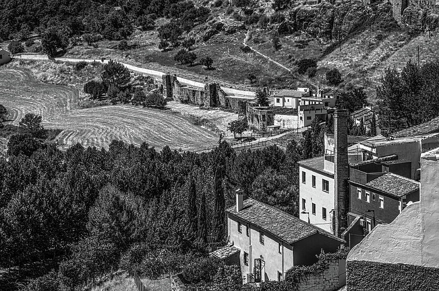 Black And White Photograph - Old Houses of Ronda by Jenny Rainbow