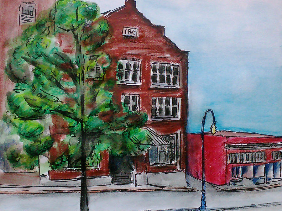 En Plein Air Drawing - Old IBC building in downtown Port Angeles by Aarron  Laidig
