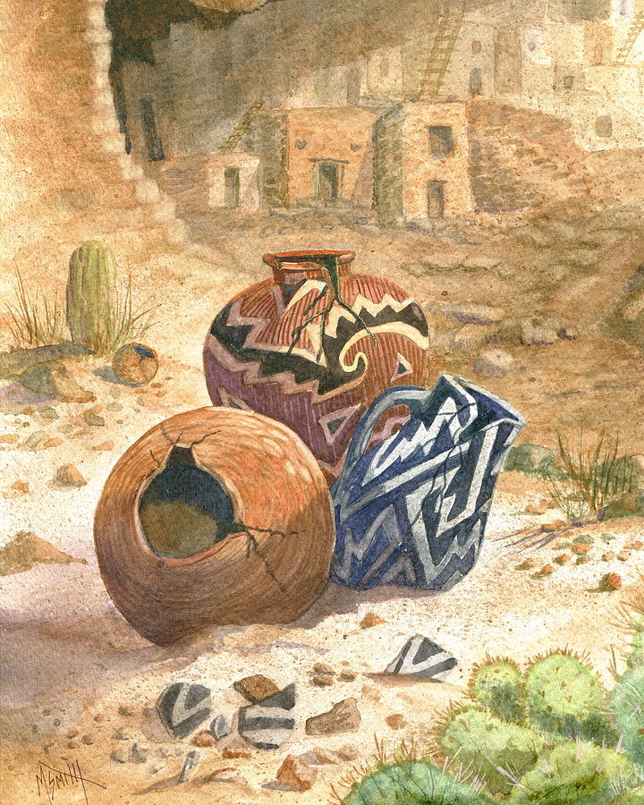 Old Indian Pottery Painting by Marilyn Smith