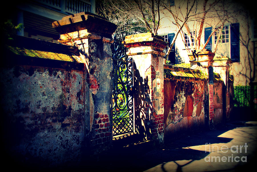 Flower Photograph - Old Iron Gate in Charleston SC by Susanne Van Hulst