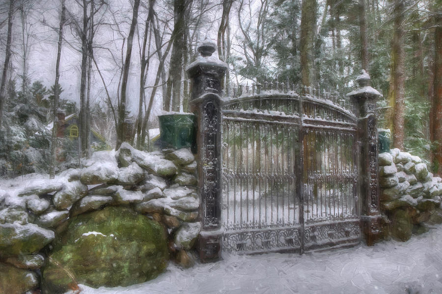 Rural Scene Photograph - Old Iron Gate in Winter by Joann Vitali
