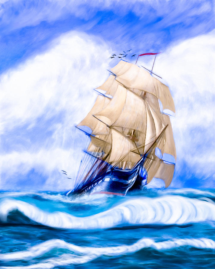 Boat Digital Art - Old Ironsides On The High Seas by Mark Tisdale