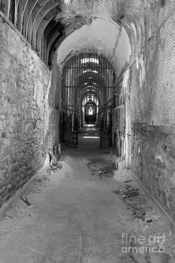 Black And White Photograph - Old Jail in Black and White by Karen Foley