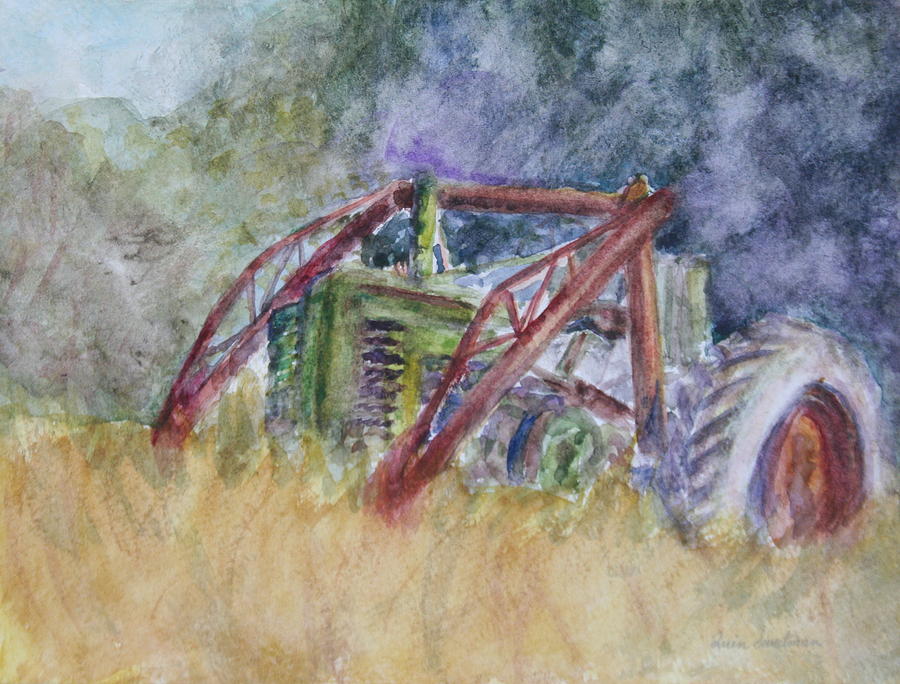 Old John Deere Tractor in the Back 40 Painting by Quin Sweetman